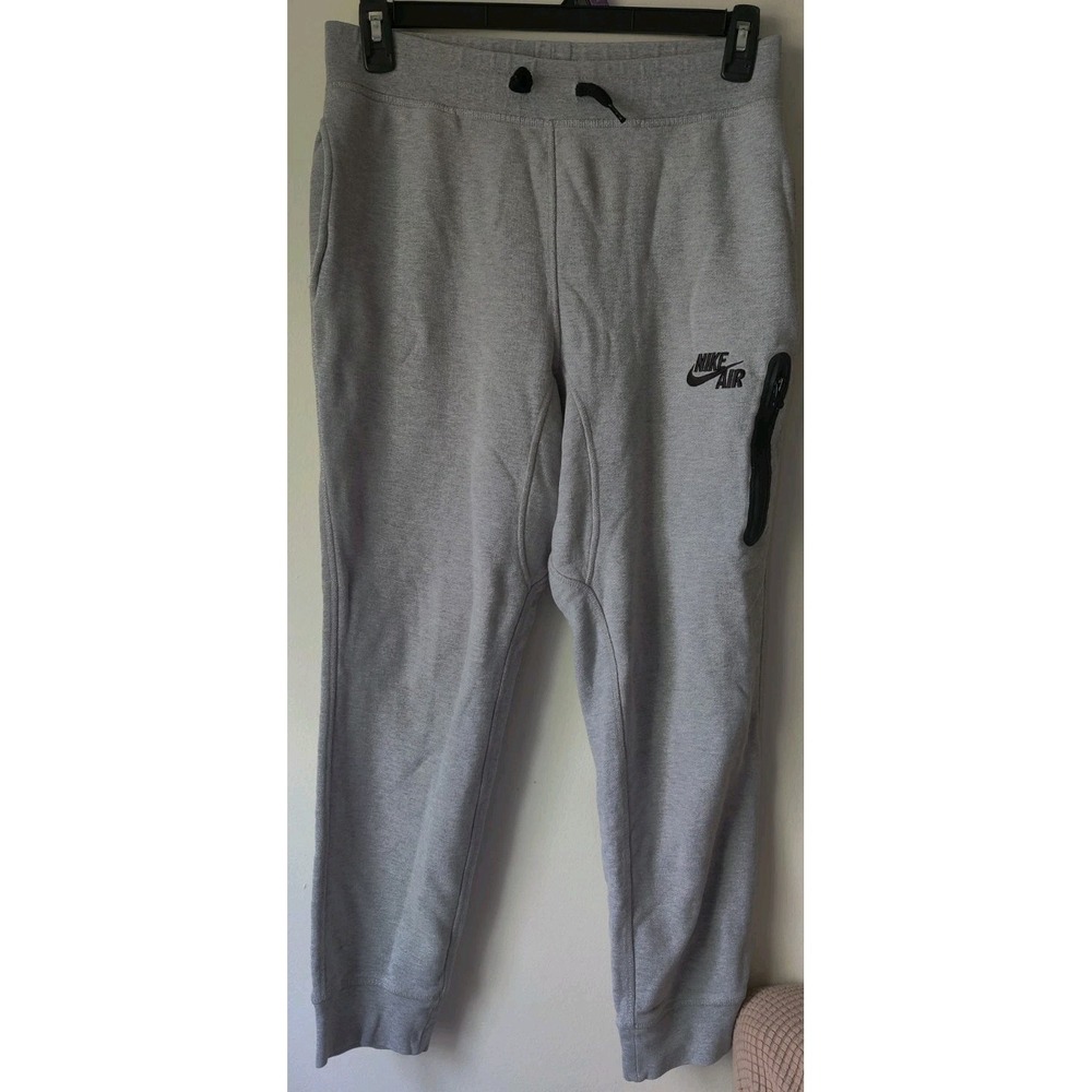 Nike Air Men's M Gray Pivot Jogger Sweatpants Logo Zipper Pockets Drawstring